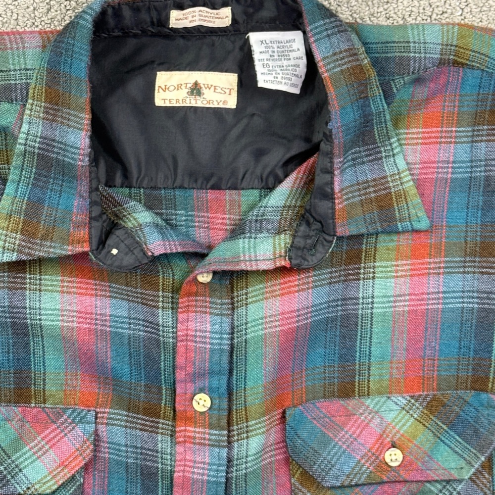 Vintage 90s Northwest Territory Flannel Shirt Mens XL Plaid Acrylic Grunge